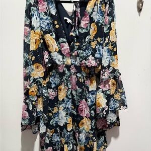 Baltic Born Floral Long Sleeve Dress - Black, Yellow, Pink, Blue